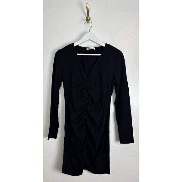 REFORMATION Cally Dress Long Sleeve Mini Knit in Black Size Medium - Picture 2 of 6